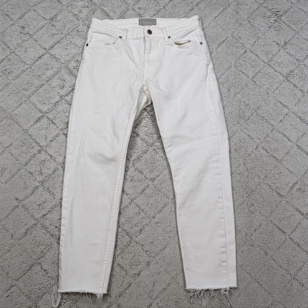 Everlane Jeans Women's 27 White The Mid Rise Skinny Lean Ankle Cotton Blend